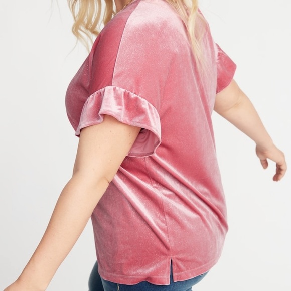 BNWT Old Navy sz 3x Sparkle Knit Velvet Ruffle Top - Picture 8 of 8